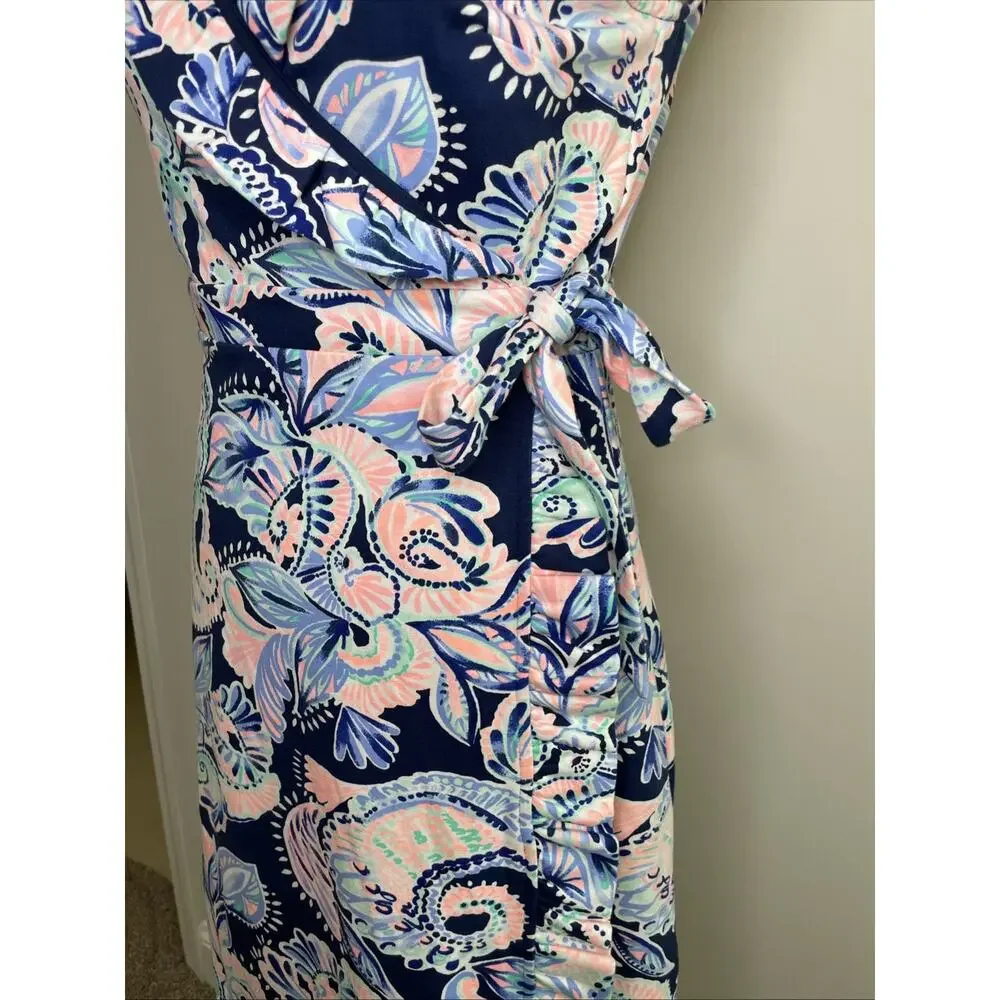 Lilly Pulitzer Romee Wrap Dress Holy Flockamolie Ruffled Sleeveless Preppy S - Picture 4 of 11
